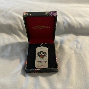 Ed Hardy Silver Tiger Pendant Necklace